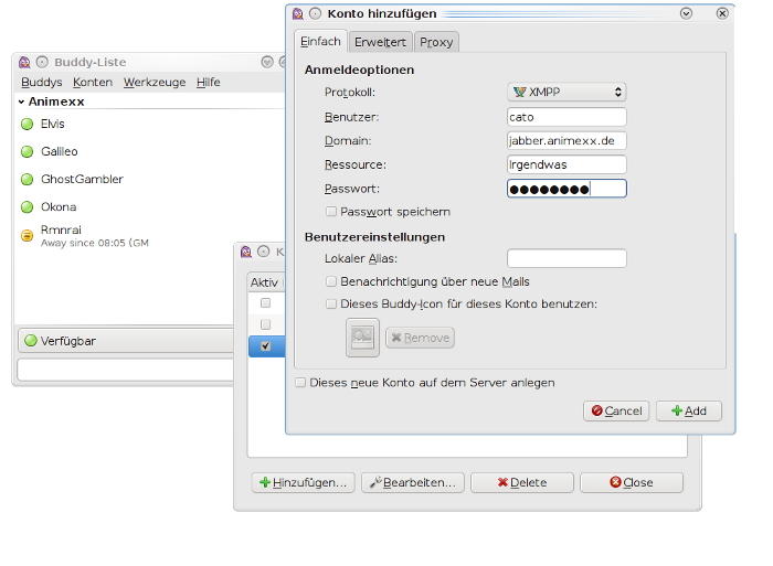 Einstellungsdialog bei Pidgin